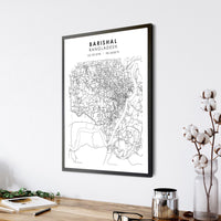 Barisal, Bangladesh Scandinavian Style Map Print 