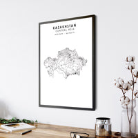 
              Kazakhstan Scandinavian Style Map Print 
            