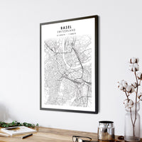 
              Basel, Switzerland Scandinavian Style Map Print 
            