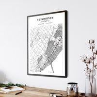 Burlington, Ontario Scandinavian Style Map Print 