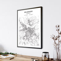 
              Belgrade, Serbia Scandinavian Style Map Print 
            