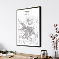 Belgrade, Serbia Scandinavian Style Map Print 