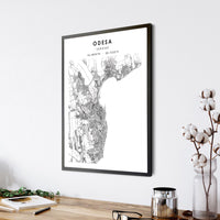 Odessa, Ukraine Scandinavian Style Map Print 