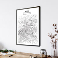 Bern, Switzerland Scandinavian Style Map Print 