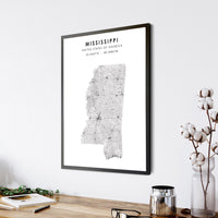 Mississippi, United States Scandinavian Style Map Print 