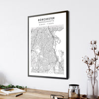 Dorchester, Massachusetts Scandinavian Map Print 