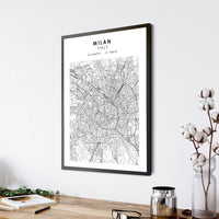 Milan, Italy Scandinavian Style Map Print 