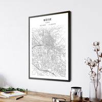 Boise, Idaho Scandinavian Map Print 