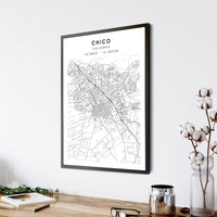 
              Chico, California Scandinavian Map Print
            