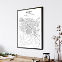 Chico, California Scandinavian Map Print