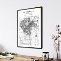 
              Bakersfield, California Scandinavian Map Print 
            