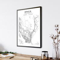 Benicia, California Scandinavian Map Print 