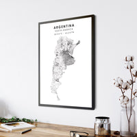 
              Argentina, South America Scandinavian Style Map Print 
            