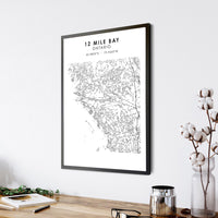 
              Twelve Mile Bay Road, Ontario Scandinavian Style Map Print 
            