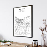 
              Arecibo, Puerto Rico Scandinavian Style Map Print 
            