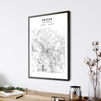 
              Arusha, Tanzania Scandinavian Style Map Print 
            