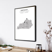 Kentucky, United States Scandinavian Style Map Print 