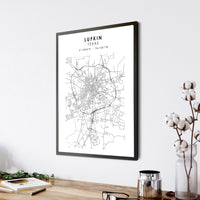 Lufkin, Texas Scandinavian Map Print 