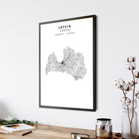 Latvia Scandinavian Style Map Print 