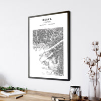 
              Osaka, Japan Scandinavian Style Map Print 
            