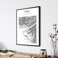Osaka, Japan Scandinavian Style Map Print 
