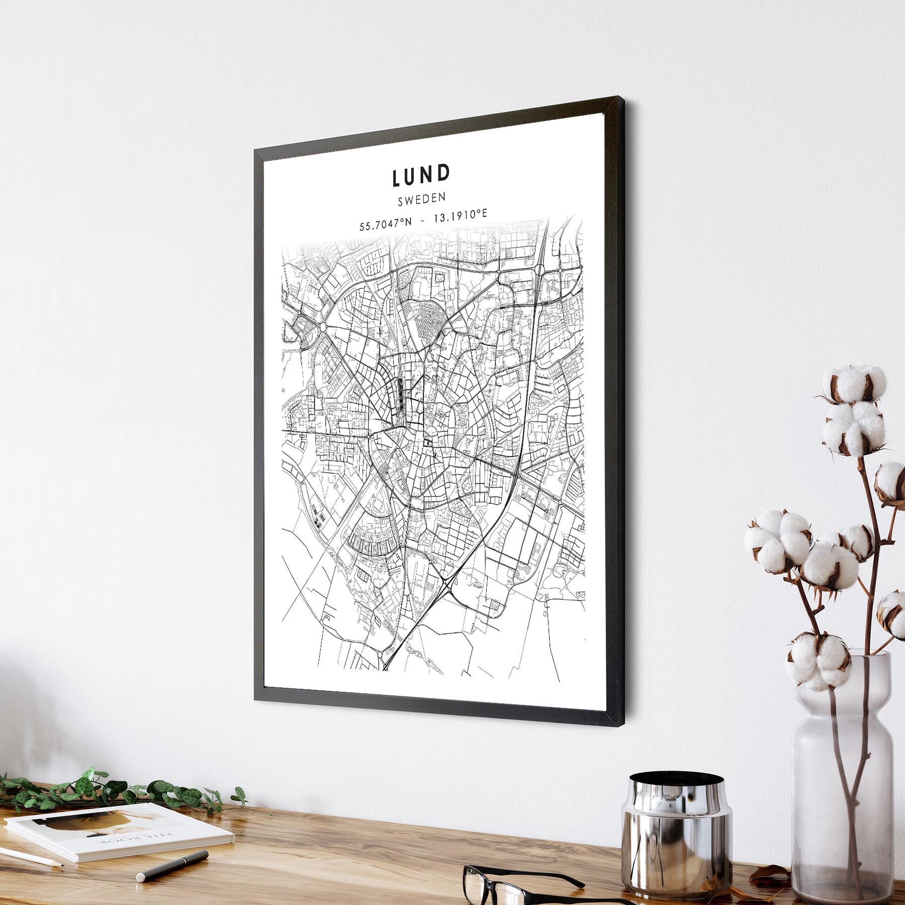 Et kors opkald Personlig Lund, Sweden Scandinavian City Map Print | City Streets Map Decor – MPCANVAS