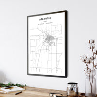 
              Atlantic, Iowa Scandinavian Map Print 
            