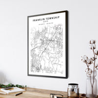 Franklin Township, Ohio Scandinavian Map Print 