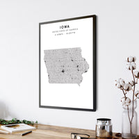 
              Iowa, United States Scandinavian Style Map Print 
            