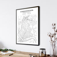 
              Conshohocken, Pennsylvania Scandinavian Style Map Print 
            