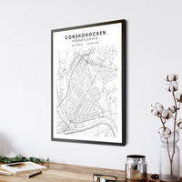 Conshohocken, Pennsylvania Scandinavian Style Map Print 