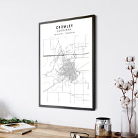 
              Crowley, Louisiana Scandinavian Map Print 
            