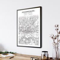 Johannesburg, South Africa Scandinavian Style Map Print 