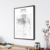 Lawton, Oklahoma Scandinavian Map Print 