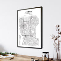 
              Bellevue, Washington Scandinavian Map Print 
            