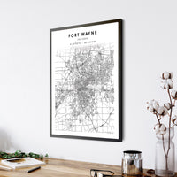 
              Fort Wayne, Indiana Scandinavian Map Print 
            