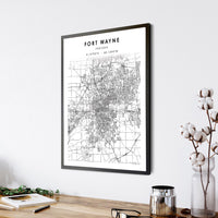 Fort Wayne, Indiana Scandinavian Map Print 