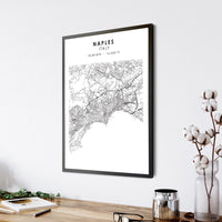 
              Naples, Italy Scandinavian Style Map Print 
            