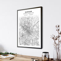 
              Durham, North Carolina Scandinavian Map Print 
            