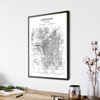 
              Lincoln, Nebraska Scandinavian Map Print 
            