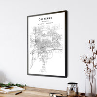Cheyenne, Wyoming Scandinavian Map Prin