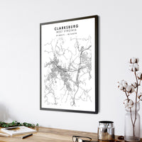 
              Clarksburg, West Virginia Scandinavian Map Print 
            