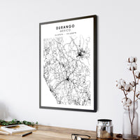 
              Durango, Mexico Scandinavian Style Map Print
            