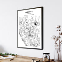 Durango, Mexico Scandinavian Style Map Print