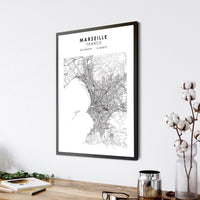 
              Marseille, France Scandinavian Style Map Print 
            