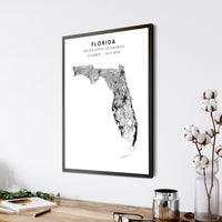 Florida, United States Scandinavian Style Map Print 