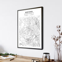 
              Bedford, Massachusetts Scandinavian Map Print 
            