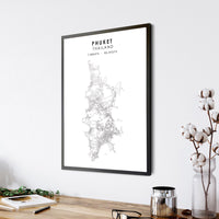 Phuket, Thailand Scandinavian Style Map Print 