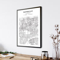 
              Naperville, Illinois Scandinavian Map Print 
            