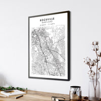 Rockville, Maryland Scandinavian Map Print 